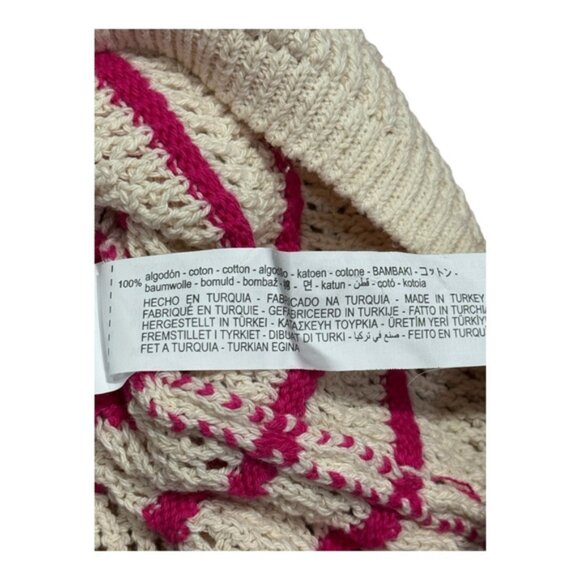 Zara Sweater Womens Medium Striped Button Up Short Sleeve Knit Collared Pullover - Picture 7 of 9